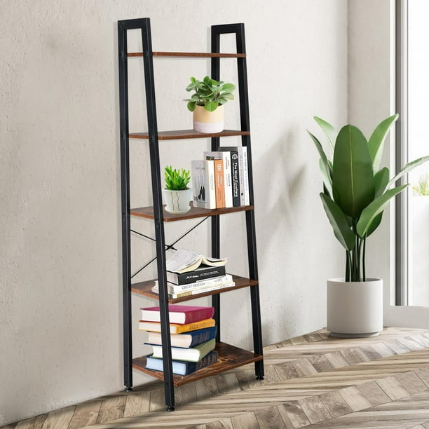 Winado Industrial Ladder Shelf Bookshelf Bookcase Storage with 5 Tiers