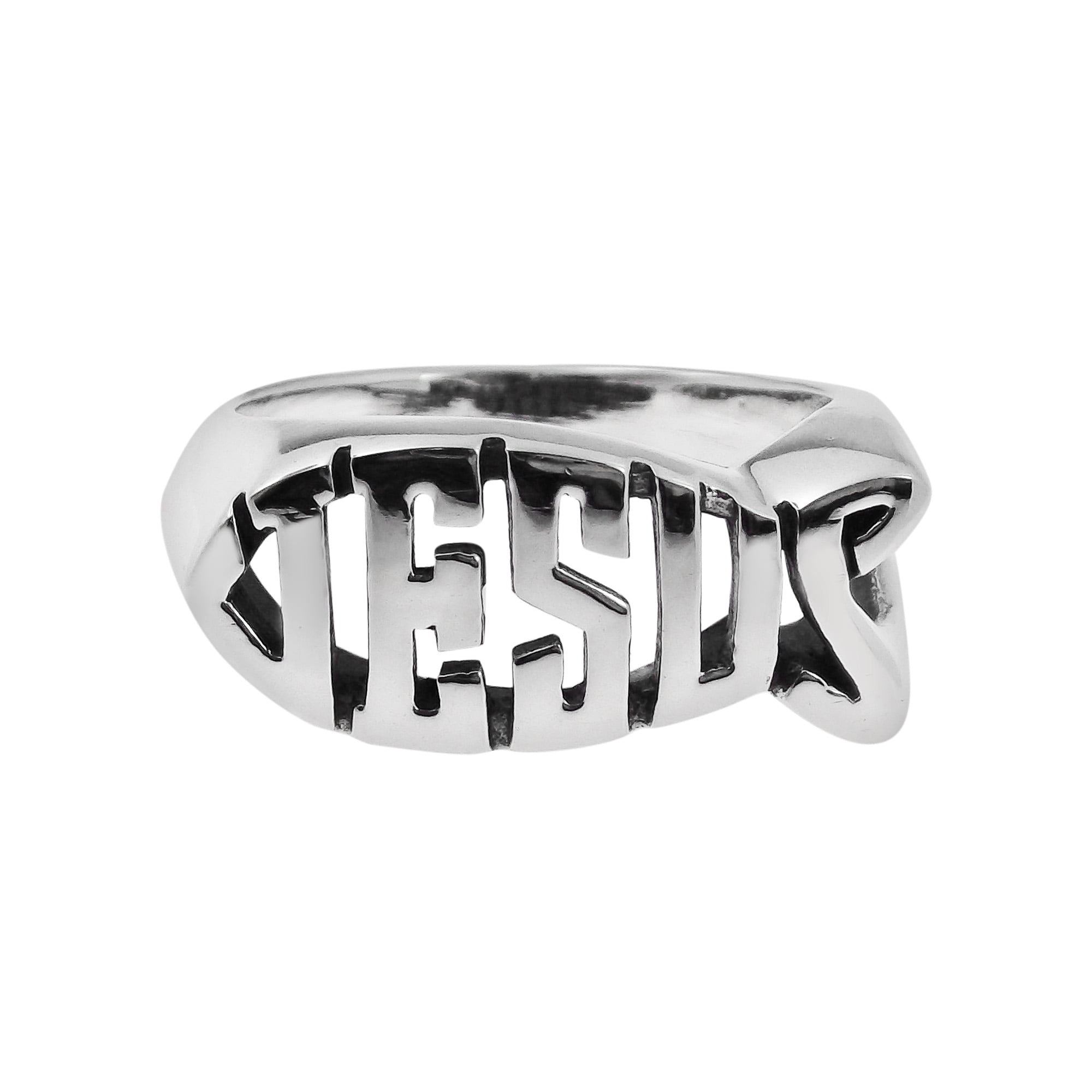 Jesus Fish Ichthys Christian Symbol Sterling Silver Ring-12