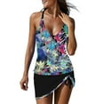 thumbnail image 3 of Jacenvly Women'S Plus Size Two Piece Cozy Sleeveless Swimsuit Floral V-Neck Surfing Swimwear Lightweight Women Two Piece Suits Print Tank Tops with Boyshorts Swimming Suits Multicolor, 3 of 8