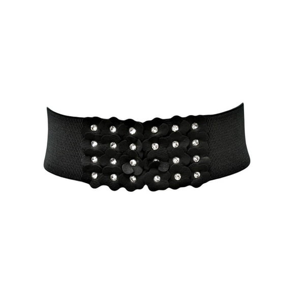 Gray Flower Rhinestone Waist Belt