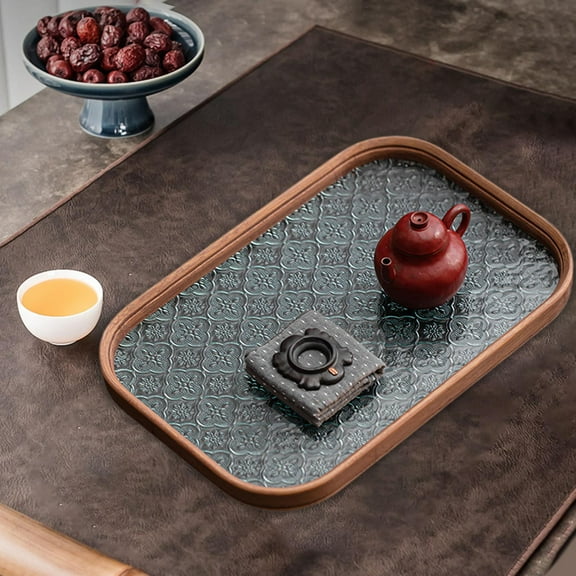 Tongina Glass Tray Makeup Vanity Tray Home Decorative Cupboard Organisers Platter Candle Tray Fruit Snack Trays Bathroom Storage Tray 34x25.5x2.5cm