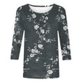 thumbnail image 3 of Uootdi Boho Tops for Women Shirts for Women 3/4 Gift Length Sleeve Tunic Blouses Print Tops Crew Neck Funny Graphic Tees, 3 of 5