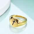 thumbnail image 3 of PAURO Cross Rings for Men Women Black Silver Rose Gold Plated Pinky Cool Simple Personalized Statement Dainty Circle Jewelry Gold Size 10, 3 of 6