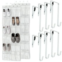 GORILLA GRIP 24 Pocket Over the Door Shoe Organizer, Clear PVC Pockets, Up to 40 Pounds, Hang on Doors, 2 Pack, White