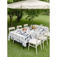 thumbnail image 4 of Outdoor Tablecloth with Umbrella Hole for Patio/Picnic/Party/Camping, Dark Blue Grey Botanical Waterproof Table Cloth Rectangle Table Cover Washable, Spring Floral Summer Farmhouse (52"x 70"), 4 of 8