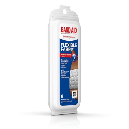 UPC 381370057536 product image for 72 PACKS : Band-Aid Brand Adhesive Bandages Flexible Fabric, 8 Count | upcitemdb.com