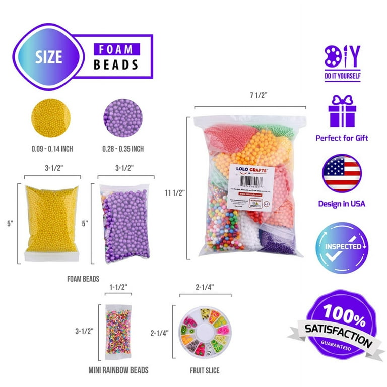 Foam Balls for Slime - Colorful Styrofoam Balls Beads Mini 0.1
