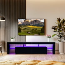Winado 70inches Modern LED TV Stand, RGB LED Lighted Table for TVs up to 75'', Home Entertainment Center for Living Room, 71'' x 14'' x 18'', Black