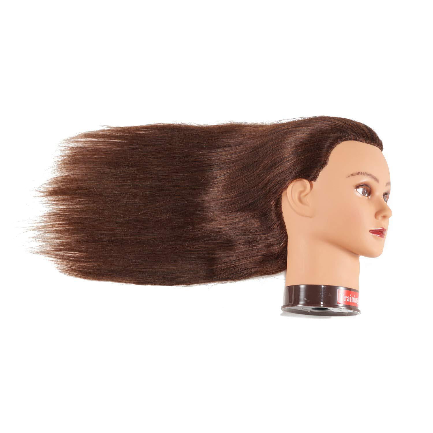 Mannequin Head with Human Hair - 20-22 Cosmetology Mannequin Head with  100% Real Human Hair for Braiding Practice Cutting - Manikin Head with Human  Hair for Hairdresser (Brown - B Style) 