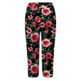 thumbnail image 4 of HCNTES Women Floral Print High Waist Capris Knee Length Slim Fit Yoga Cropped Trousers(Red,S), 4 of 5
