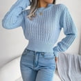thumbnail image 4 of Lovskoo 2024 Sweaters for Women Fall and Winter Trendy Long Sleeve Round-Neck Sweater Tops Blue, 4 of 8