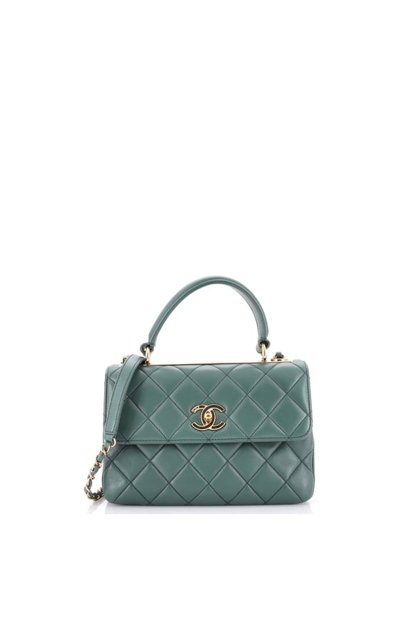 Pre-Owned Trendy CC Top Handle Bag Quilted Lambskin Small By Rebag