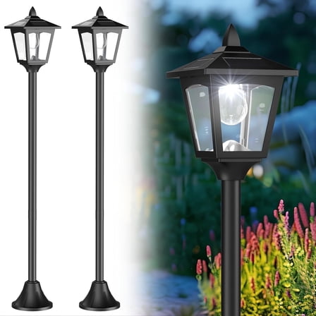 Kanstar 2-Pack 40 inch Solar Post Lights IP65 Waterproof LED 6000K Cool White