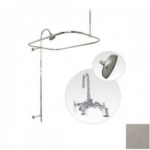 54 Inch Deck Mount Clawfoot Tub Shower Enclosure with Gooseneck Faucet and Rain Shower Head