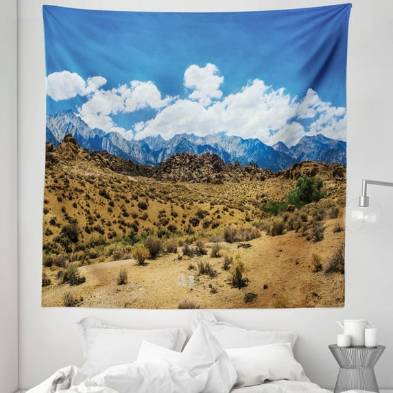 Alabama Tapestry, Landscape of Barren Lands of Nevada Mountains with Rock Formations on the Slopes, Fabric Wall Hanging Decor for Bedroom Living Room Dorm, 5 Sizes, Multicolor, by Ambesonne