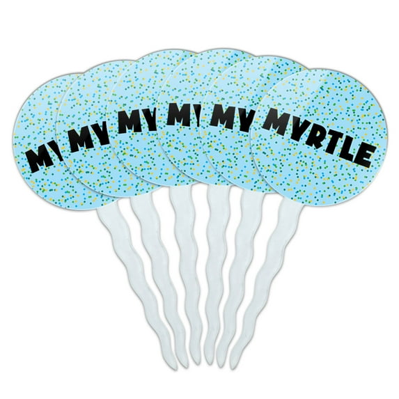 Myrtle Cupcake Picks Toppers - Set of 6 - Blue Speckles
