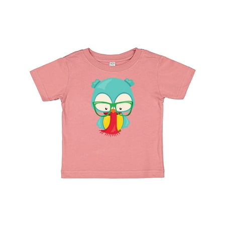 

Inktastic Hipster Owl Owl With Glasses Scarf Blue Owl Gift Baby Boy or Baby Girl T-Shirt