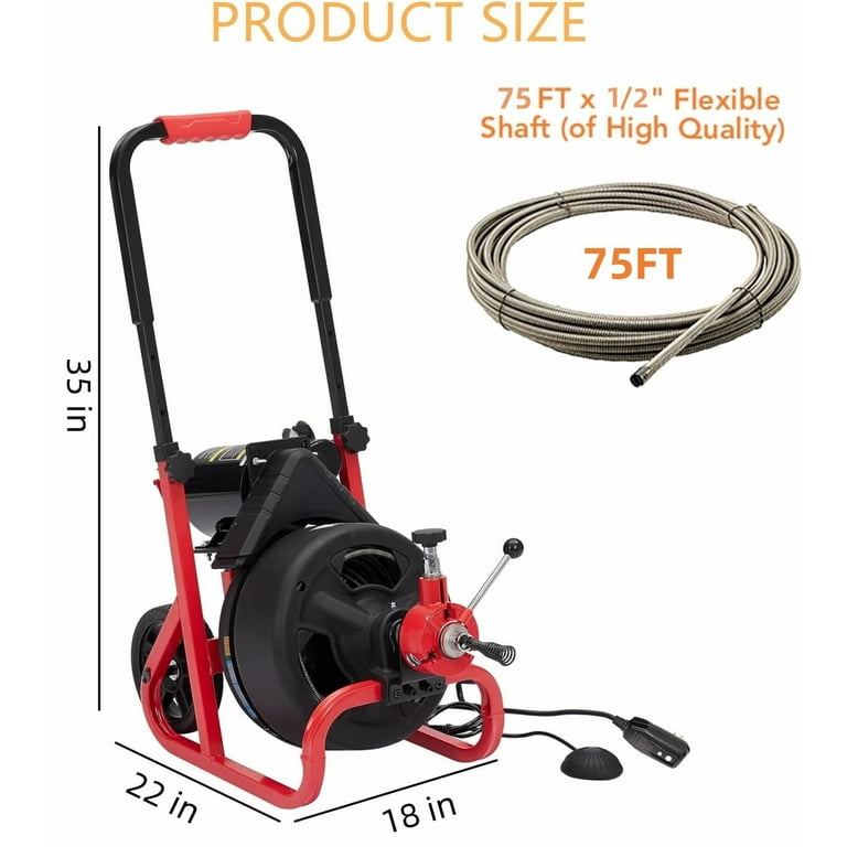 Garvee Drain Cleaner Machine 75Ft x 1/2 In Drain Cleaning Garvee Drain Cleaner Machine 75Ft x 1/2 In Drain Cleaning