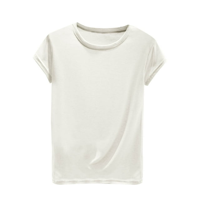 Chbgutlmr Hauts pour Femmes Col Rond Manches 1/4 Pyjamas Doux Confortables Légers Respirants Vêtements de Détente T-Shirts