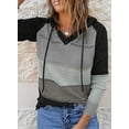 thumbnail image 4 of Asyoly Women Color Block Hooded Sweaters Long Sleeve V Neck Drawstring Hoodies Pullover Sweatshirts Casual Loose Jumper Lightweight Knitwear, 4 of 5