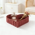 thumbnail image 4 of 1PCS Heart Woven Storage Basket: Rattan Bread Tray, Fruit Candy Snack Holder For Coffee Table, Kitchen, Living Room Decor, 4 of 5