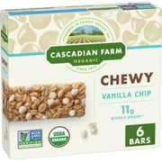 Angle View: Cascadian Farm Organic Vanilla Chip Chewy Granola Bars, 6 ct, 7.4 oz
