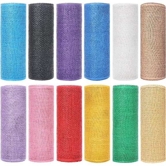 Deco Mesh 10 Inch x 15 Feet Decor Mesh Ribbon Imitation Burlap Deco Mesh Wreath Supplies PP Plastic Mesh Roll for Spring Wreaths, Swags, Craft, Party Decoration (1Rolls))