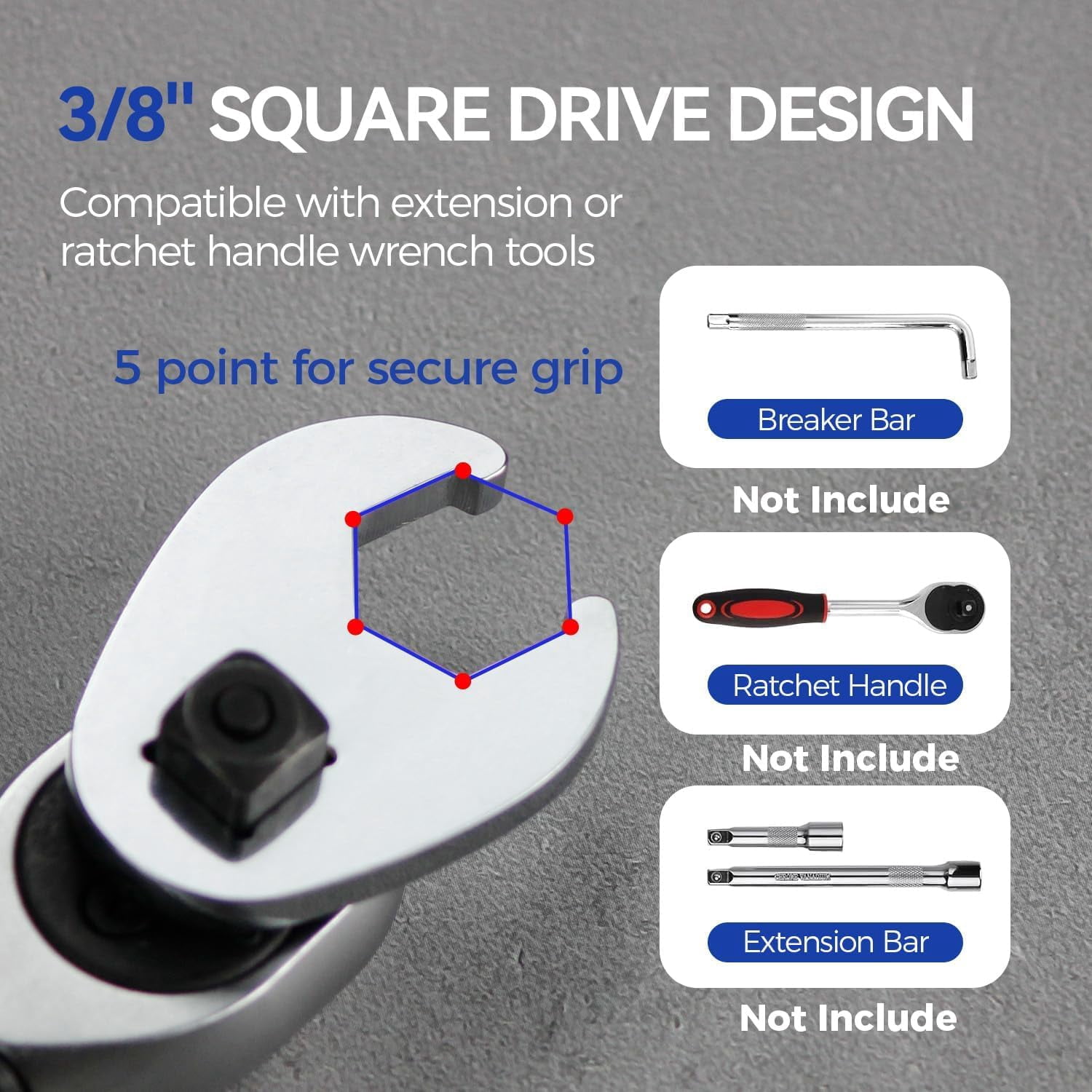 RGHJAR-3/8" Drive Flare Nut Crowfoot Wrench Set with Storage Pouch, Metric 10 Piece Cr-V Steel + Ni-Cr Plating 5 Point Grip Flare Nut Crow Foot Tool Set, 10-19 mm Crowfoot Wrench for Tight Spaces Car