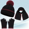 thumbnail image 2 of Bibifish Kids Hat Gloves Scarf Sets Winter Warm Knitted Beanies Hat Neck Warmer And Touchscreen Gloves Boys Girls Cold Weather Outfits, 2 of 6
