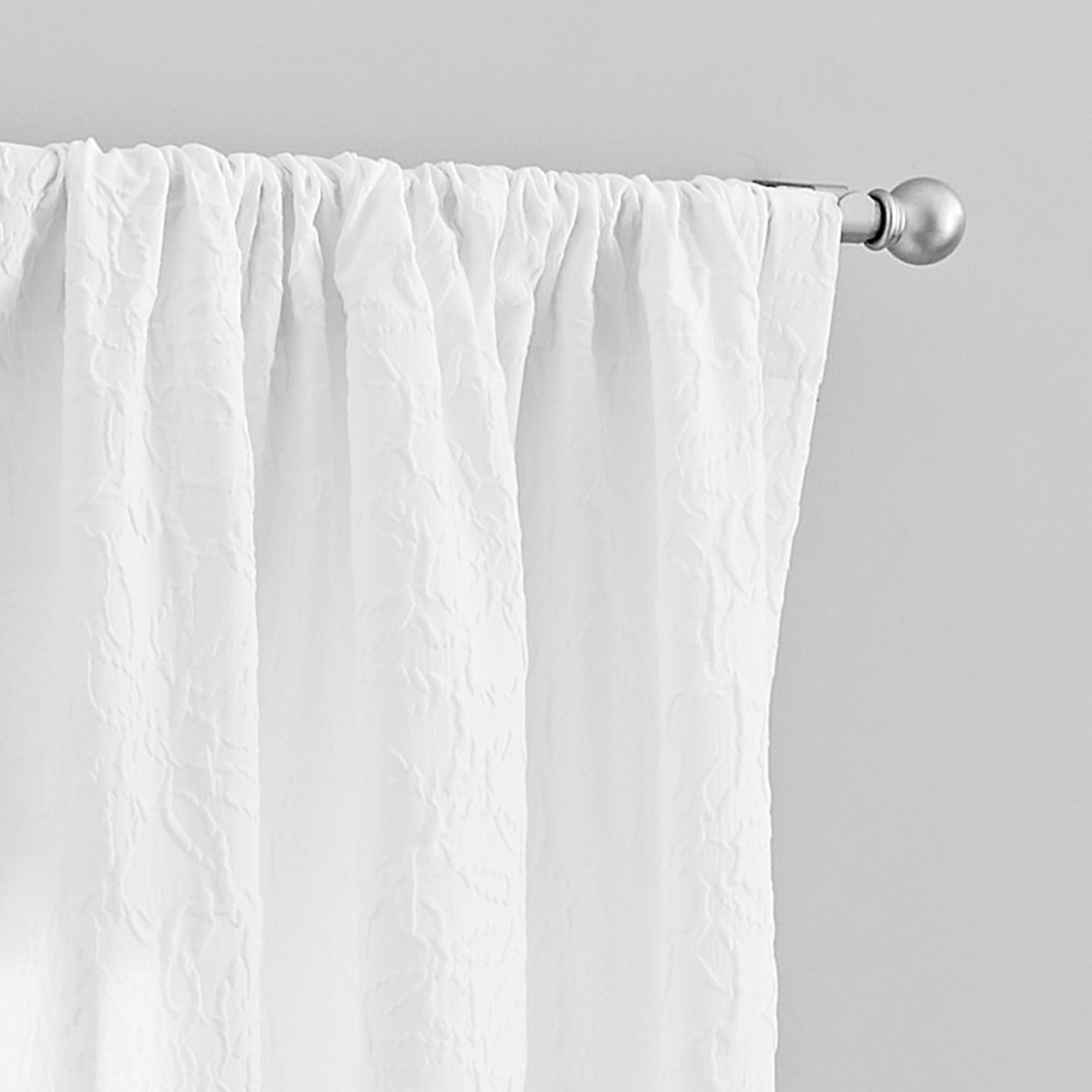 Mainstays Floral Microsculpt Indoor Curtain Panel Pairs, Pole Top White, Polyester, 37"W x 84"L, Adult