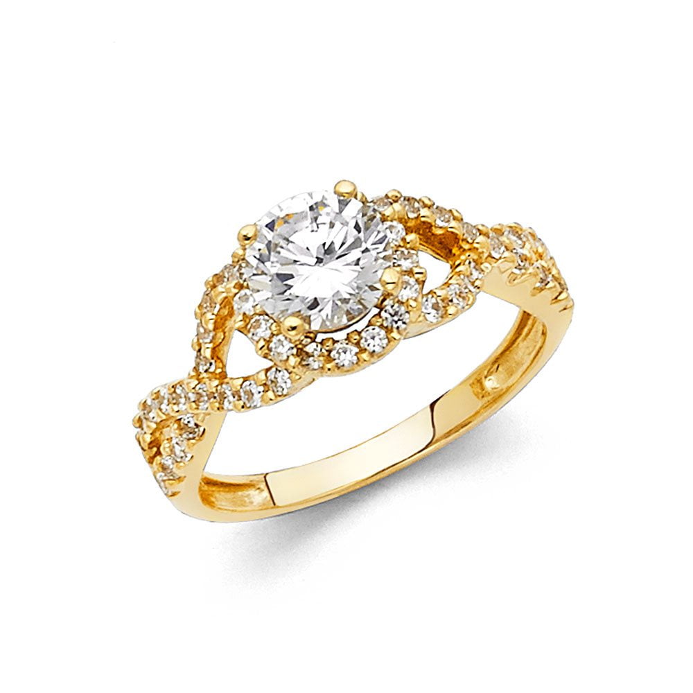 JewelryWeb - 14k Yellow Gold Cubic Zirconia Engagement Ring Size 7 ...