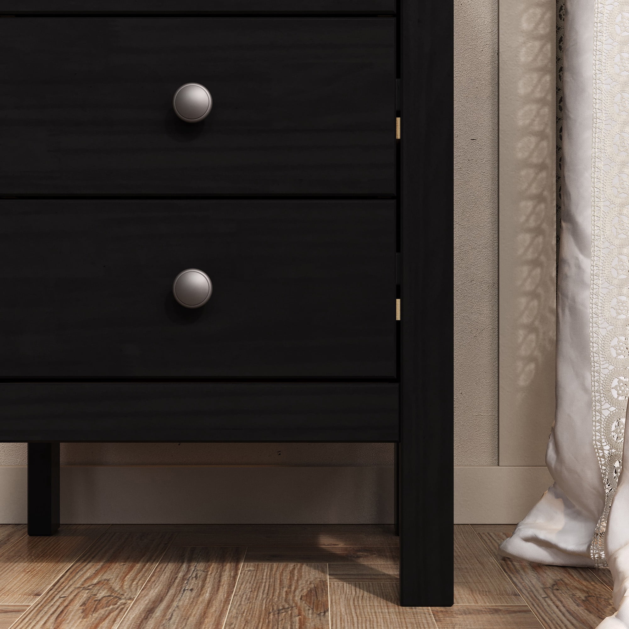 JelaThree Drawer End Table/Nightstand Black