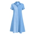 thumbnail image 6 of Horkkom Shirt Dresses for Women V Neck Short Sleeve Midi Dresses Summer Plaid Print Casual Dresses XL, 6 of 7