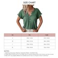 thumbnail image 6 of Short Sleeve Blouse Button V Neck Pleated Design Pure Color Casual Women Summer Top for Office Daily Shopping Green L, 6 of 6