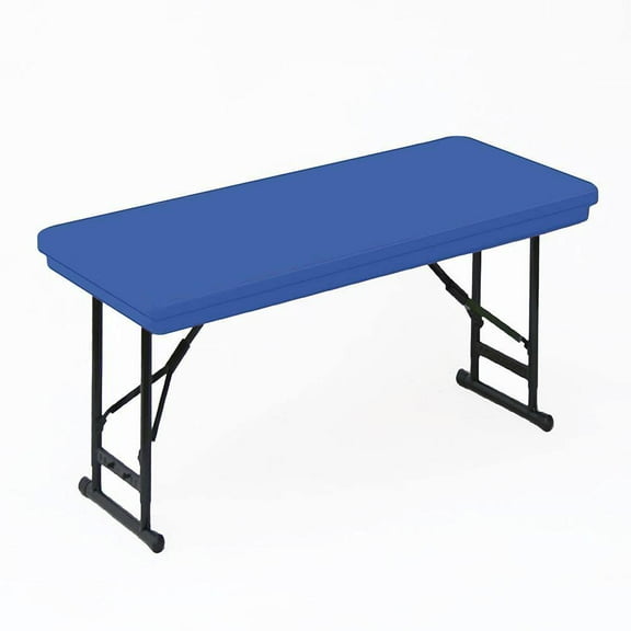 Correll Adjustable Height Commercial Blow-Molded Plastic Folding Table, 30x60", RECTANGULAR BLUE BLACK