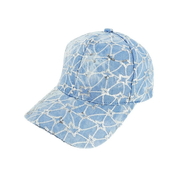 Top Headwear Womens Sequin Tie Dye Denim Fashion Baseball Cap - Light Denim