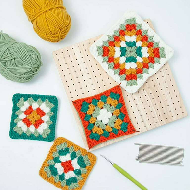 Wooden Squares Blocking Board W/Needles for Knitting Crochet Handcrafted  Kits