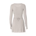 thumbnail image 4 of SMihono Fashion Womens Spring Long Sleeve Bodycon Dress Ribbed Knit Slim Pullover Stylsih Mini Sweater Dresses Going Out Clothes Beige 6, 4 of 9