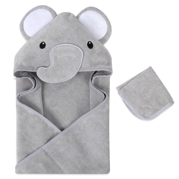 Juego de toallas Baby Essentials con capucha y elefante gris, 76 x 76 cm