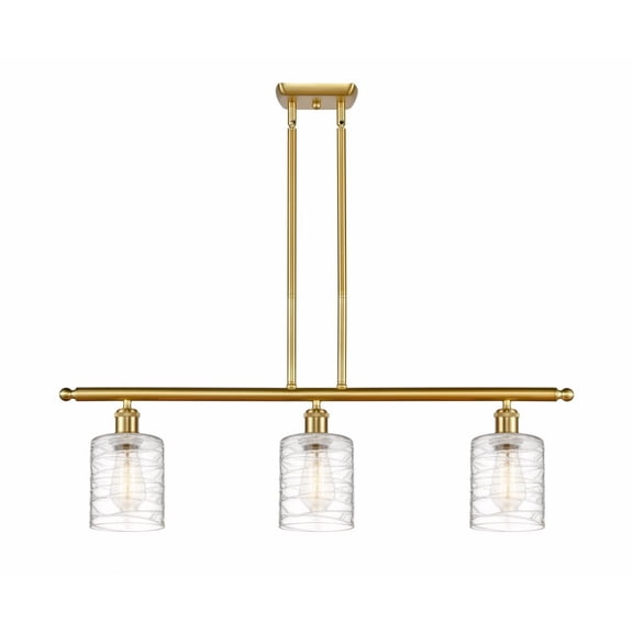516-3I-SG-G1113-LED-Innovations Lighting-Cobbleskill - 3 Light Island In Art Nouveau Style-10 Inches Tall and 36 Inches Wide Satin Gold Clear
