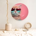 thumbnail image 5 of Daiia Cool Cat Pink Sunglasses Printed Pattern Ceramic Plate Dinner Plates Bone China Decorative Plates with Display Stand Art Ceramic Ornaments for Wall Hanging Decoration-10in, 5 of 6