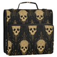thumbnail image 2 of Haosy 3 Ring Zipper Binder with Shoulder Strap Waterproof Trapper Keeper 2 Inch D-Ring 500 Sheets Capacity, Gold Skull, 2 of 8