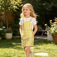 thumbnail image 6 of Bainana Kids Girls Sleeveless Striped Printed Overalls Dress With Pocket Casual Breathable Child Suspender Dress For Beach Vacation Size 8-9 Years Yellow, 6 of 7