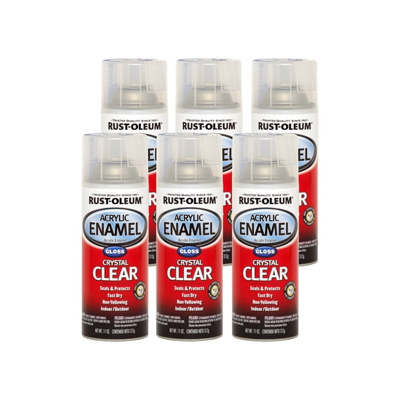 6 Pack, Clear, Rust-Oleum Automotive Acrylic Enamel Gloss Spray Paint-248644, 11 oz