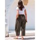 thumbnail image 4 of Pantalones Palazzo Harem Informales Holgados con Cordón para Mujer, para Verano, Playa, Viajes, Vacaciones, con Bolsillos. Café M, 4 of 6