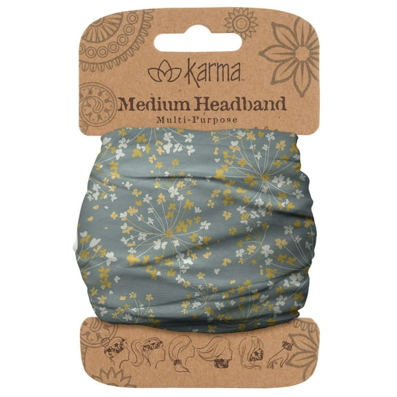 MEDIUM HEADBAND GRAY & GOLD FLOWERS (F21)