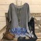 thumbnail image 2 of Camiseta de Mujer Camiseta de Manga Corta Impresión Casual Raglan Suelto de Lino Top Blusas, Cuello de la Tripulación, 2 of 5