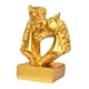thumbnail image 3 of Figura de cabeza de caballo doble, estatua de caballo, artesanía de resina coleccionable, adorno de escritorio Oro, 3 of 9