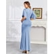 thumbnail image 3 of Vestido largo de maternidad AISWI con faja de flores azul claro, 3 of 6