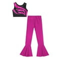 thumbnail image 3 of TiaoBug Kids Girls 2Pcs Hip Hop Jazz Street Dance Costume Metallic Crop Top with Flared Pants Tracksuit Uniform Hot Pink 6, 3 of 7